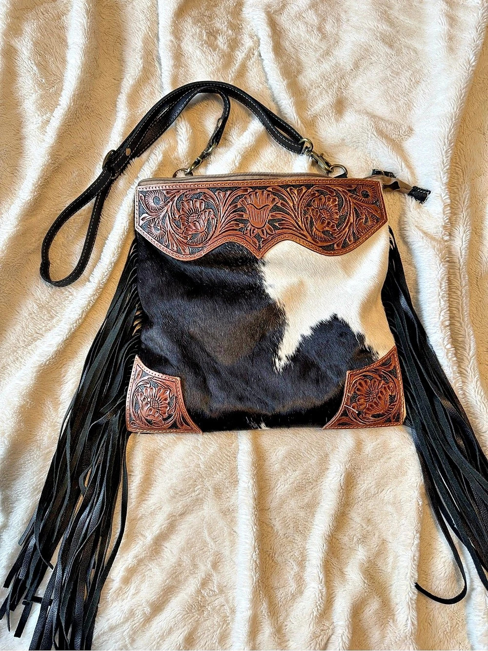 Myra Bag Fringe Cowhide Crossbody Bag